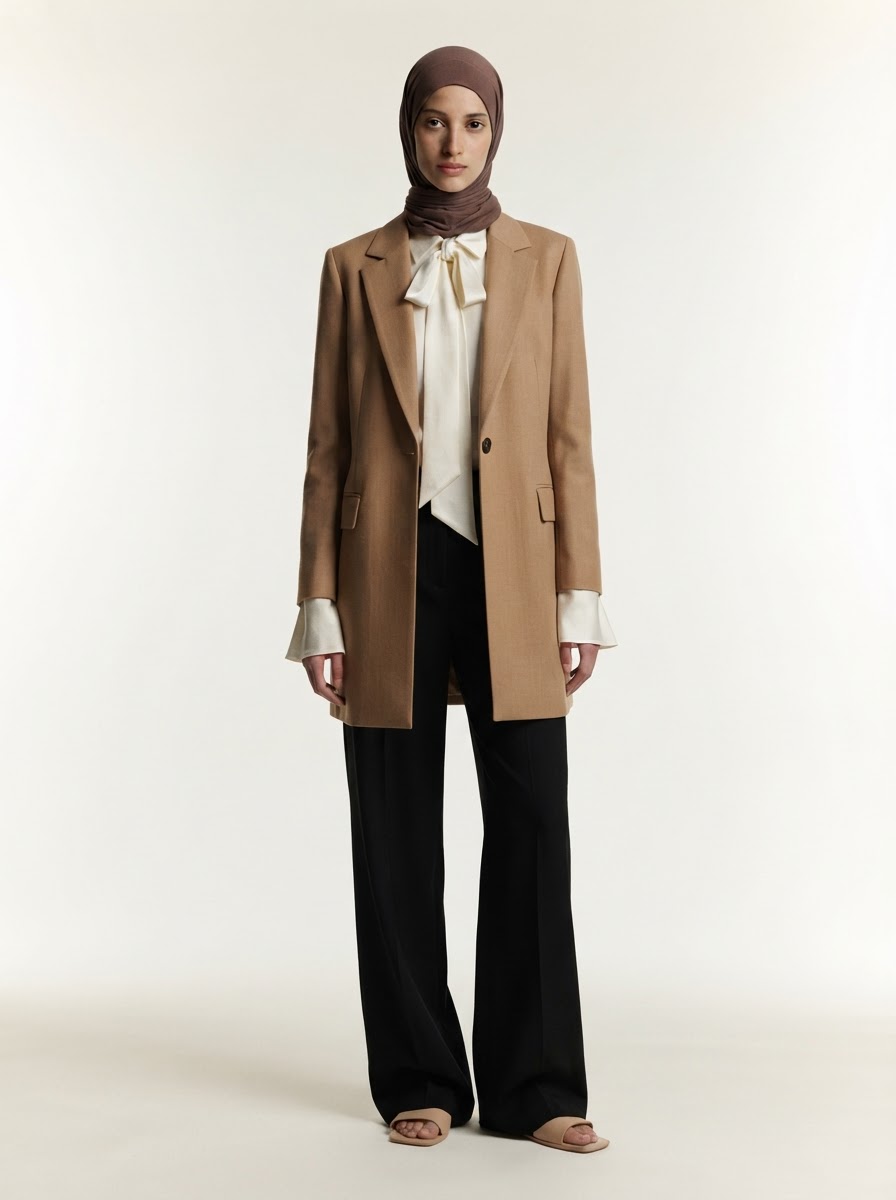 Office look with a mocha hijab